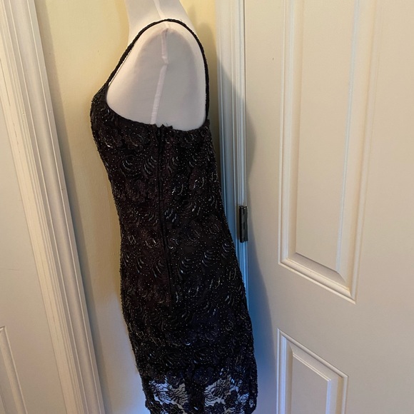 Bags Milo Black Sequence Spaghetti strap Cocktail Gown Sz L - Picture 2 of 16